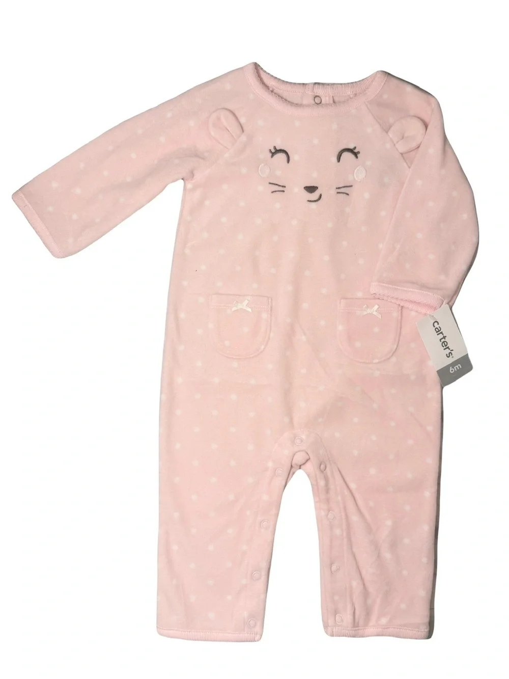 Carter's Light Pink Polka Dot Infant One-Piece with Animal Face